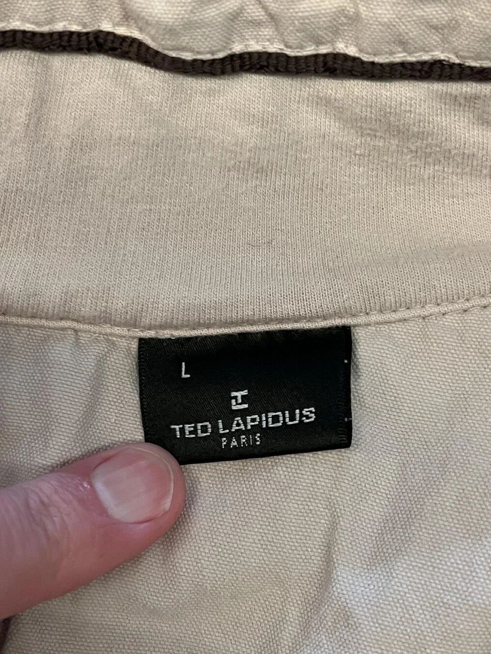 Ted Lapidus Jeans Sweater Mens Large Beige Quarter Zip Cotton Pullover Top